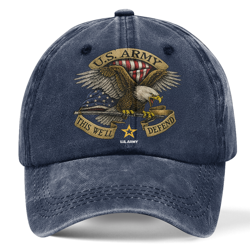 Personalizable This We'll Defend Washed Cap