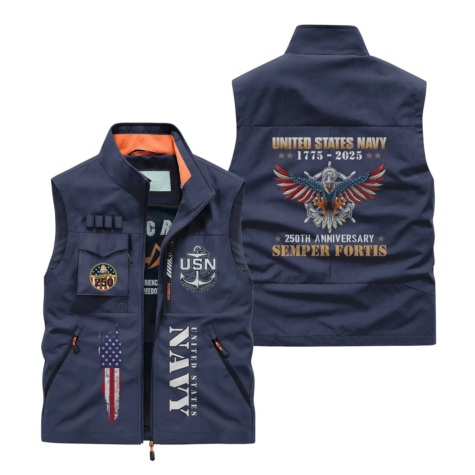 Navy 250th Anniversary Pocket Vest