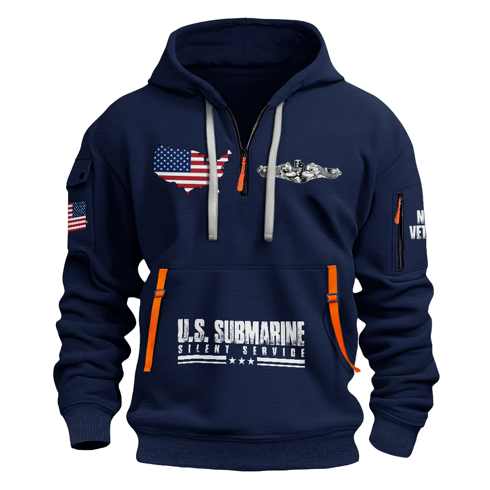 Navy Submarine Quarter Zip Hoodie