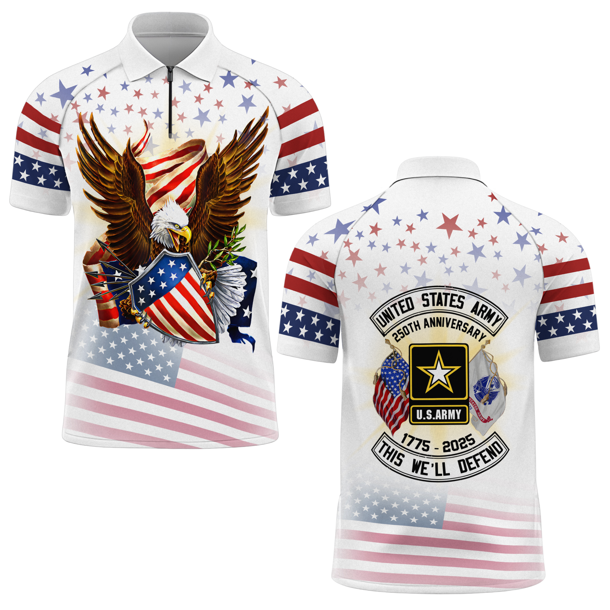 Army 250th Anniversary Raglan Zip Polo Shirt
