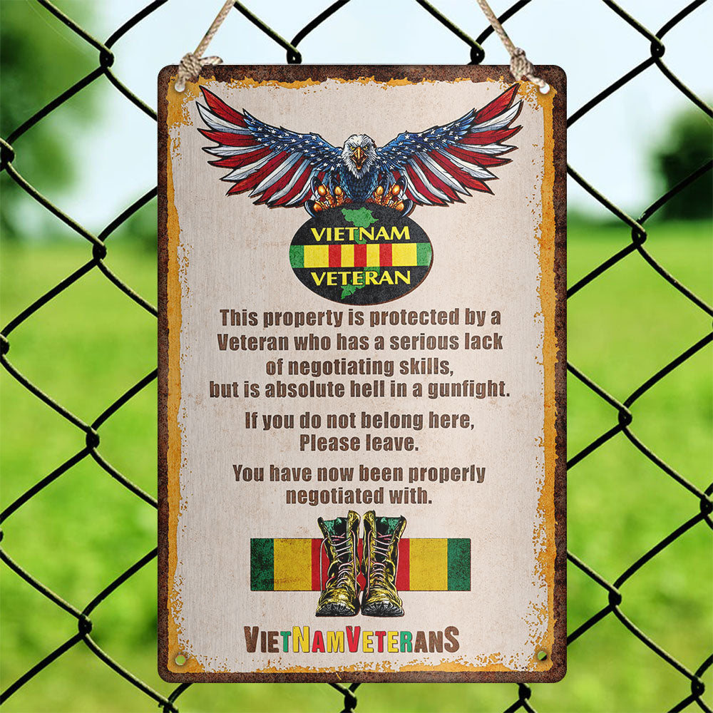 This Property Is Protected By A Vietnam Veteran Metal Sign