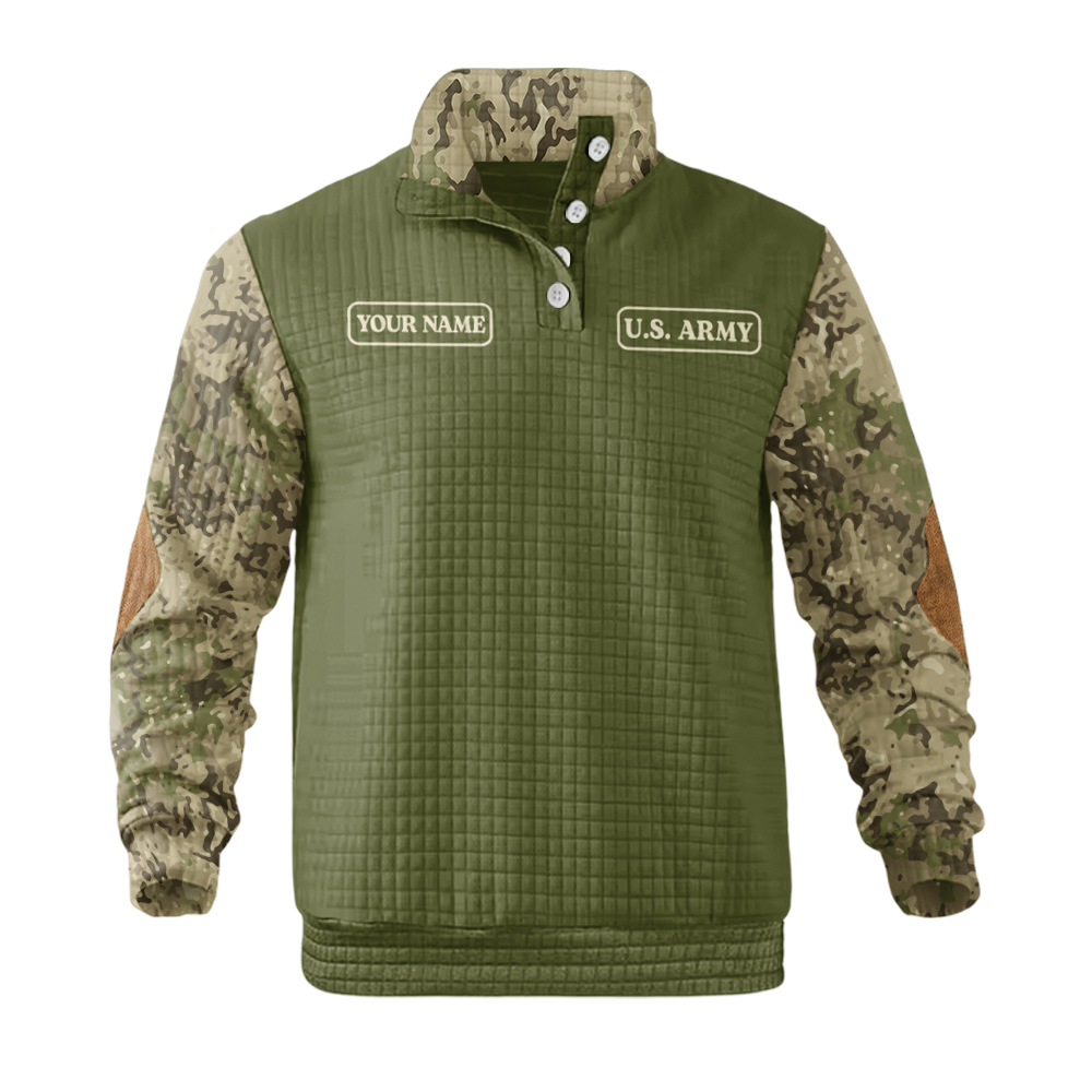 Personalizable Airborne All The Way Waffle Stand Collar Sweatshirt