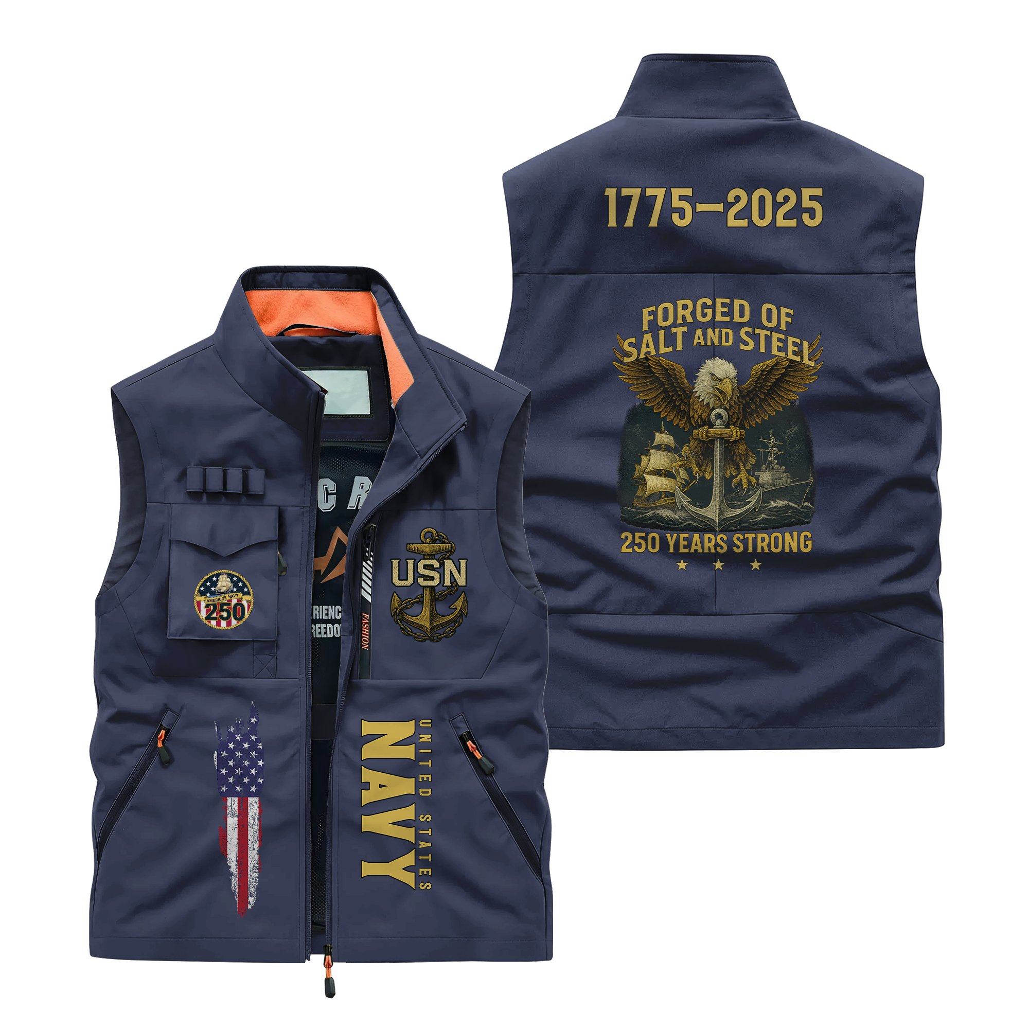 Navy 250th Anniversary Pocket Vest