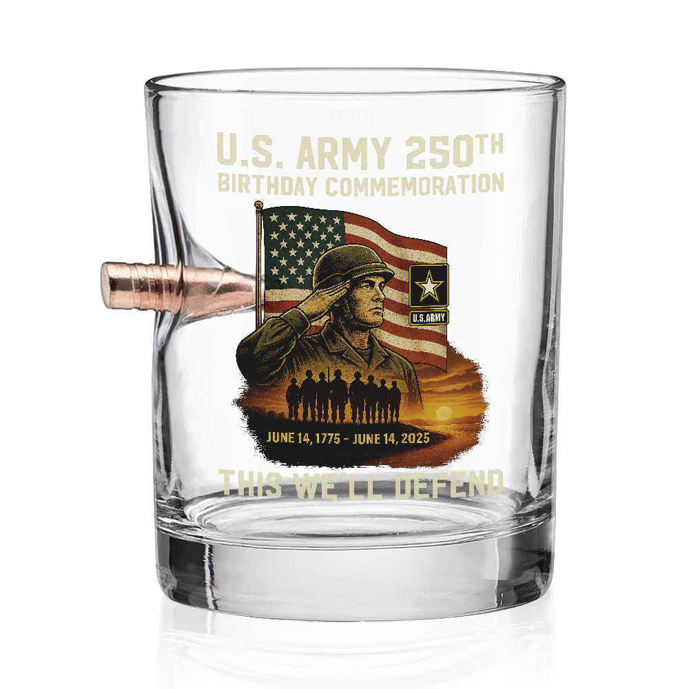 Army 250th Anniversary Bullet Whiskey Glass