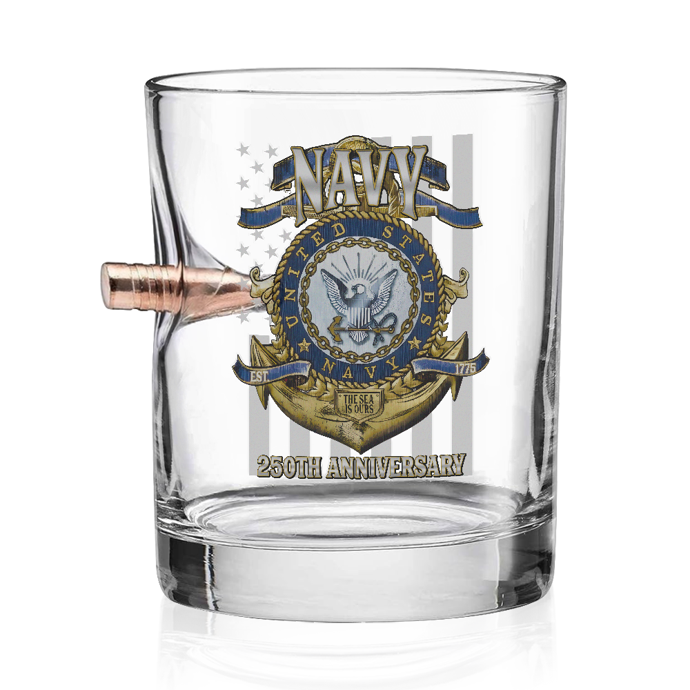 Navy 250th Anniversary Bullet Whiskey Glass