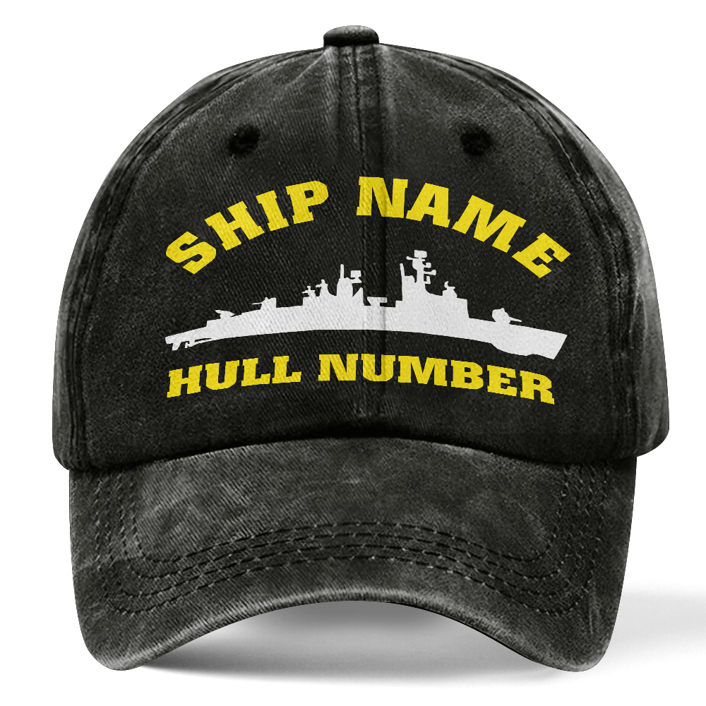 Personalized Navy Ship Name Washed Cap