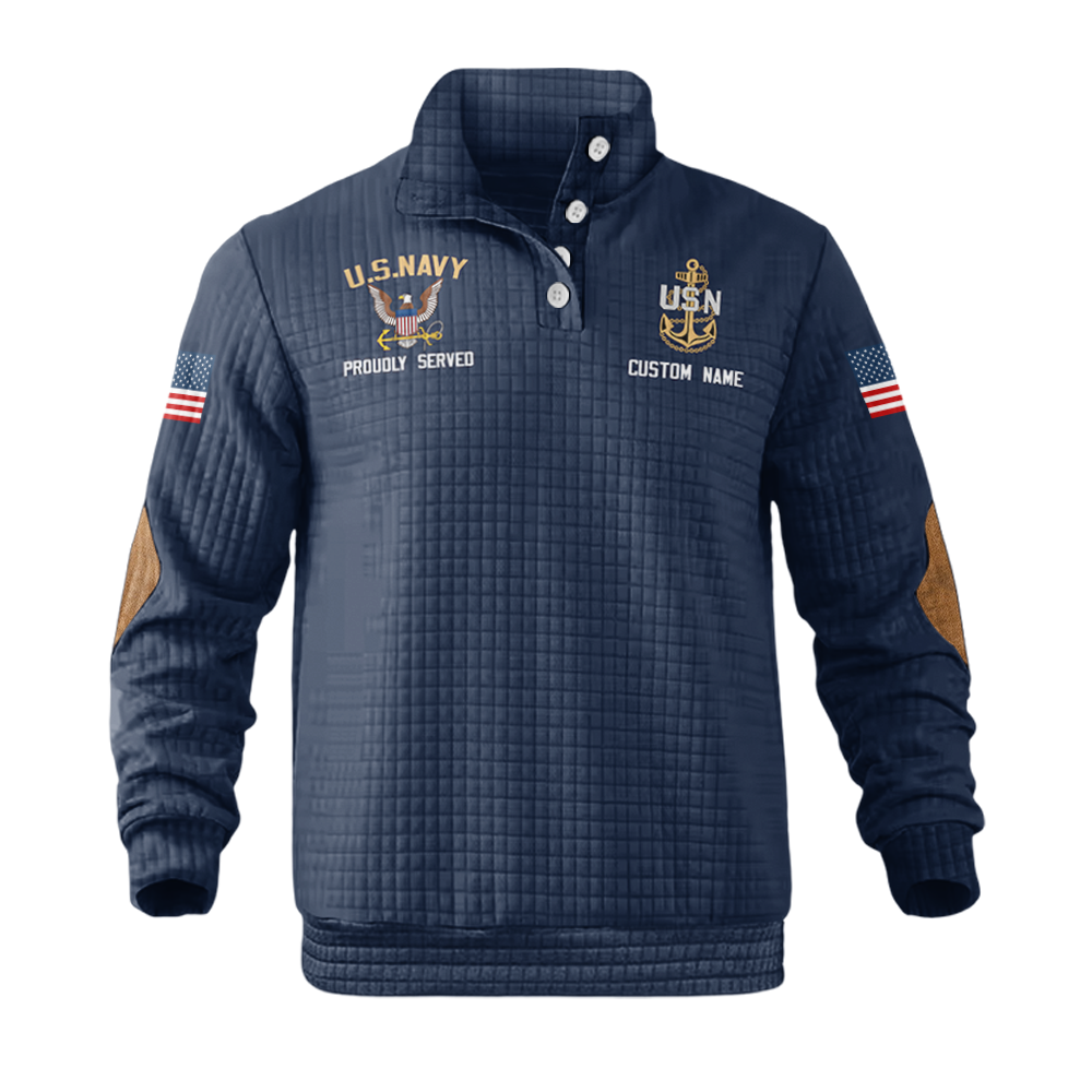 Personalizable Navy I Walked The Walk Waffle Stand Collar Sweatshirt