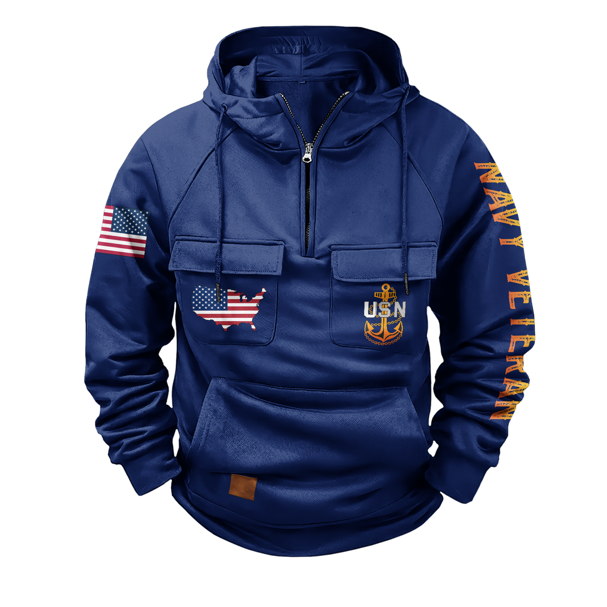 Less Than 1% Sunset Navy Ship Vintage Quarter Zip Hoodie