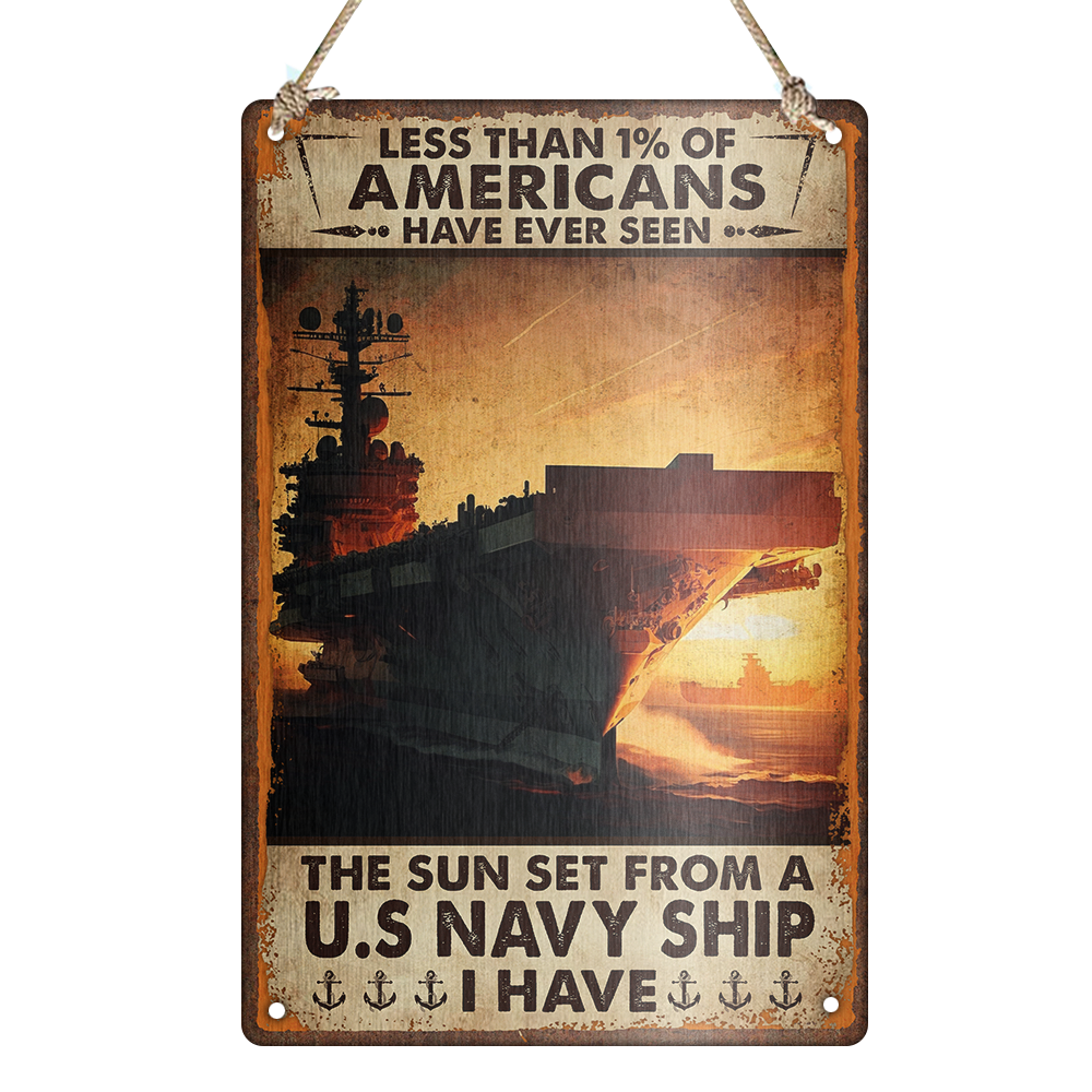 Less Than 1% Seen Sunset From A Navy Ship Metal Sign