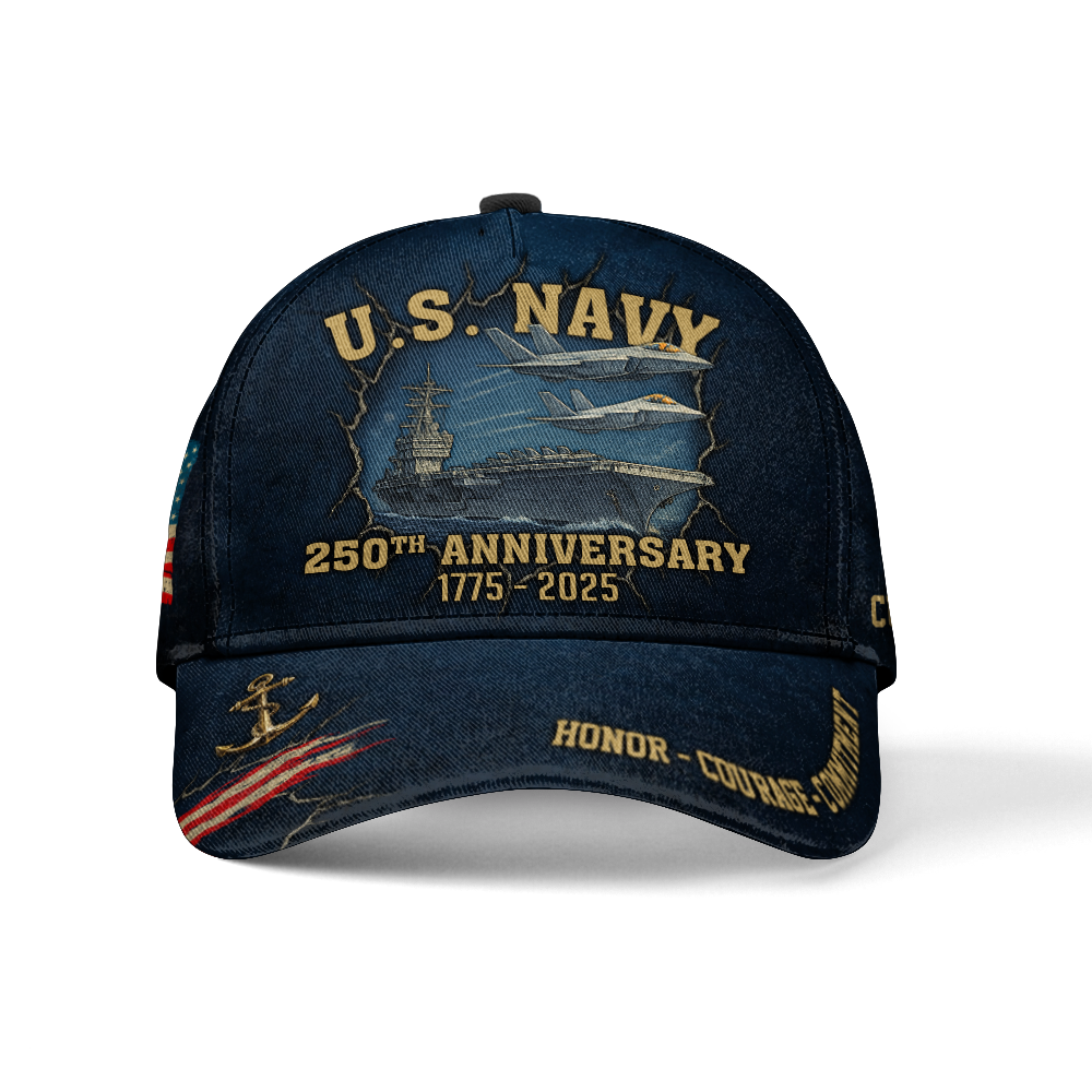 Personalizable Navy 250th Anniversary Classic Cap