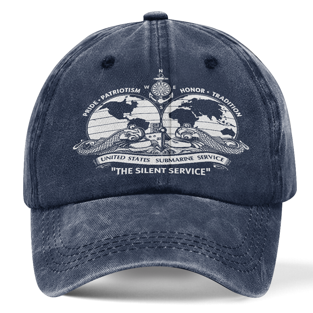 Navy Submarine The Silent Service Washed Cap
