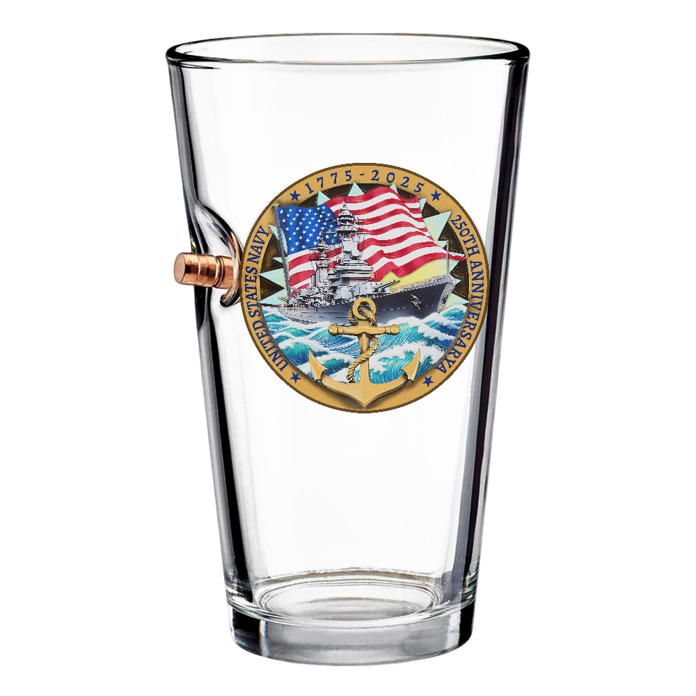 Navy 250th Anniversary Bullet Pint Glass