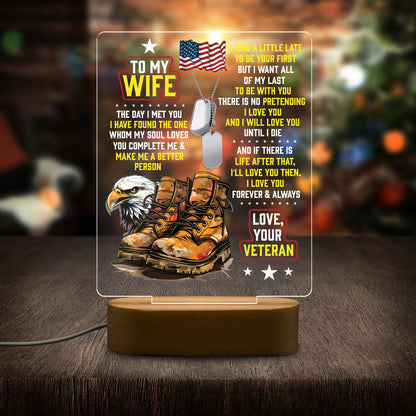 Veteran's Wife To My Wife - 3D LED LAMP