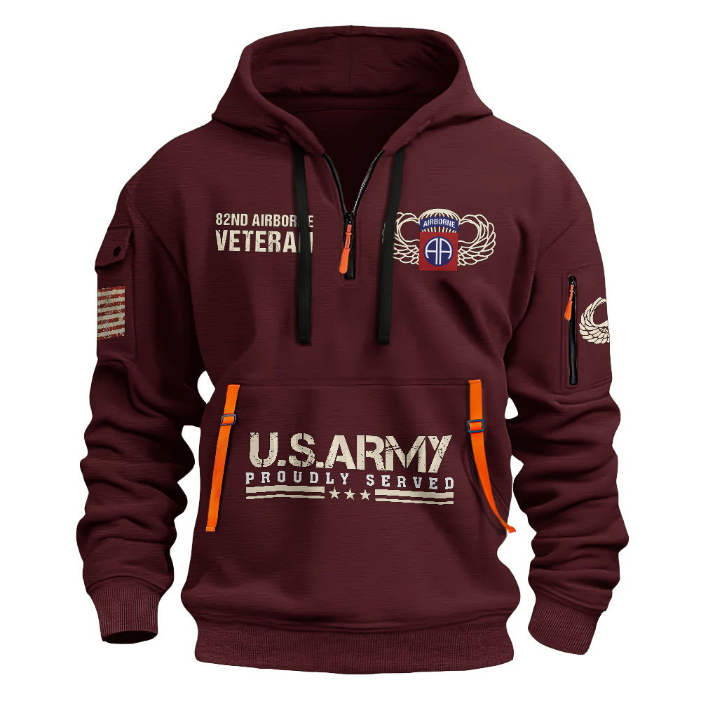 Airborne Born At Benning Raised At Bragg Quarter Zip Hoodie