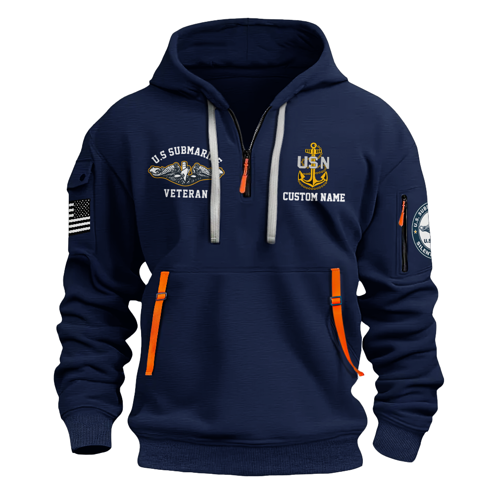 Personalizable Navy Submarine I Earned Fish & DD-214 Quarter Zip Hoodie