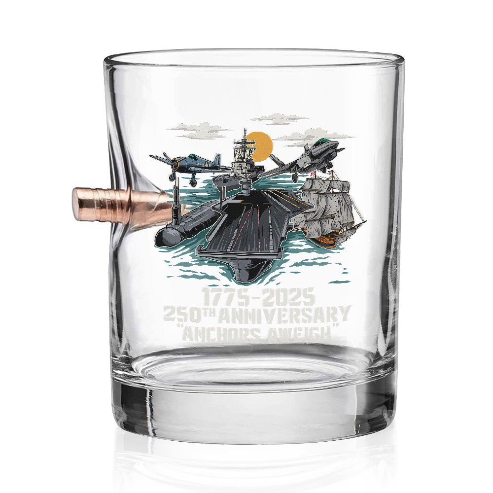 Navy 250th Anniversary Bullet Whiskey Glass