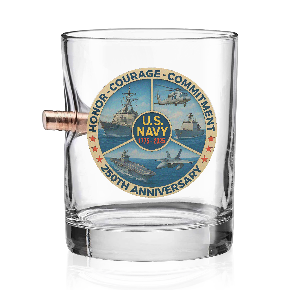 Navy 250th Anniversary Bullet Whiskey Glass