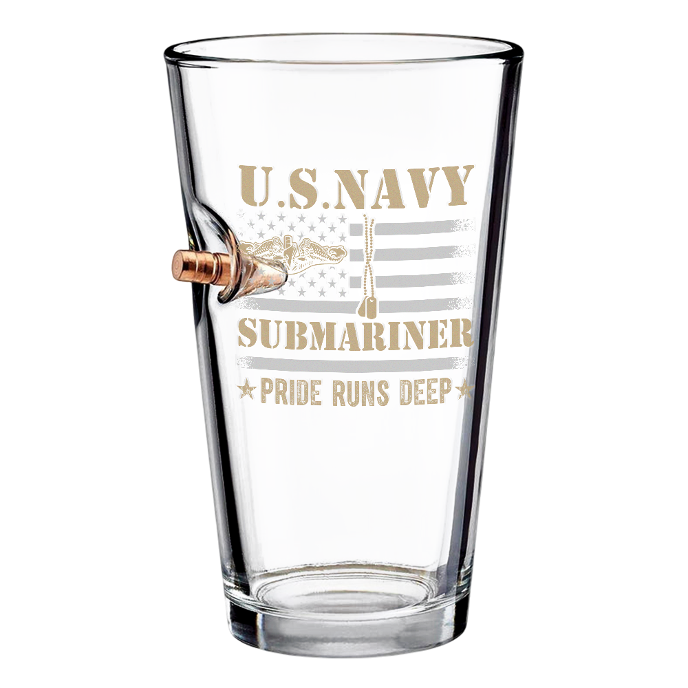 Navy Submariner Pride Runs Deep Bullet Pint Glass
