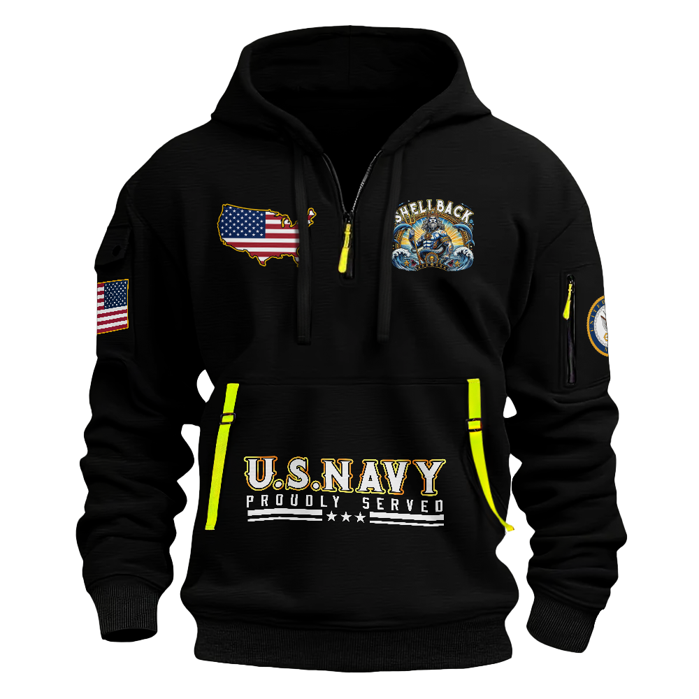 Navy Shellback Ancient Order Of The Deep Quarter Zip Hoodie
