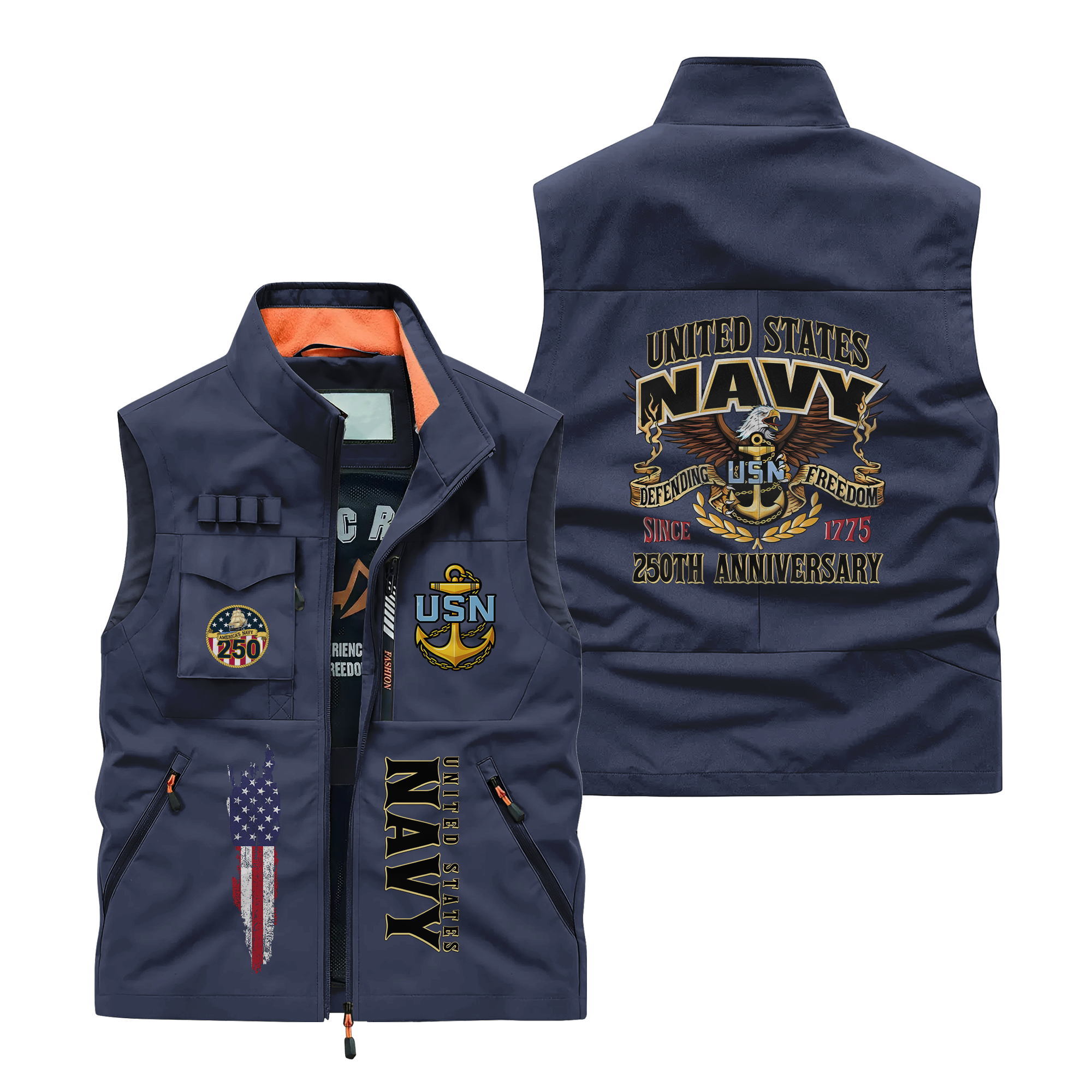 Navy 250th Anniversary Pocket Vest