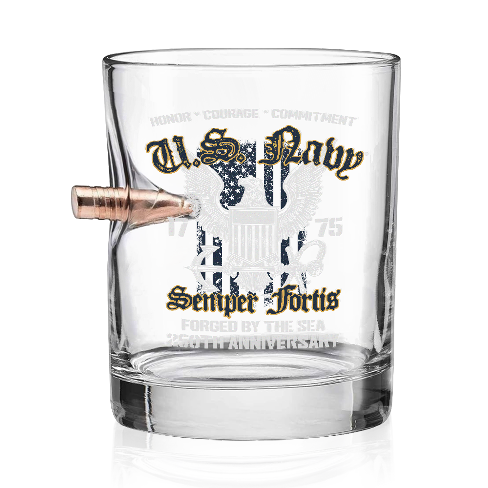 Navy 250th Anniversary Bullet Whiskey Glass