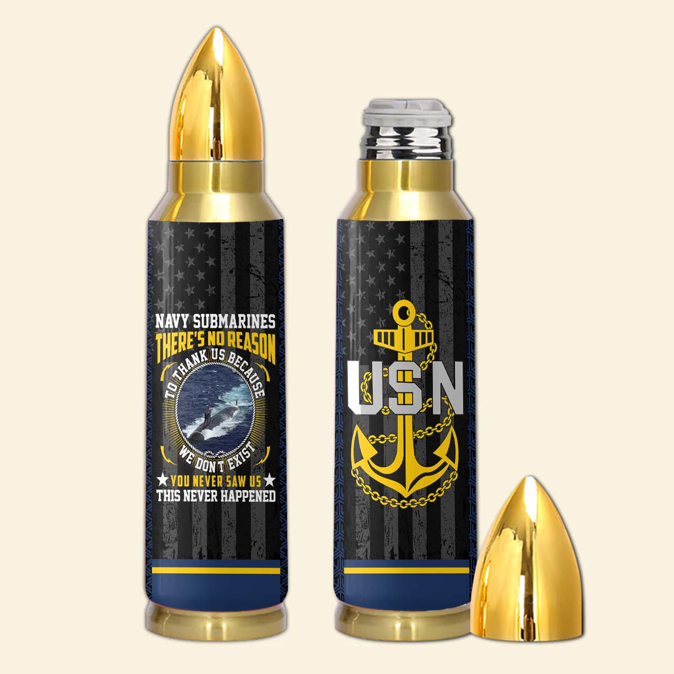 Navy Submarine There's No Reason To Thank Us Bullet Tumbler