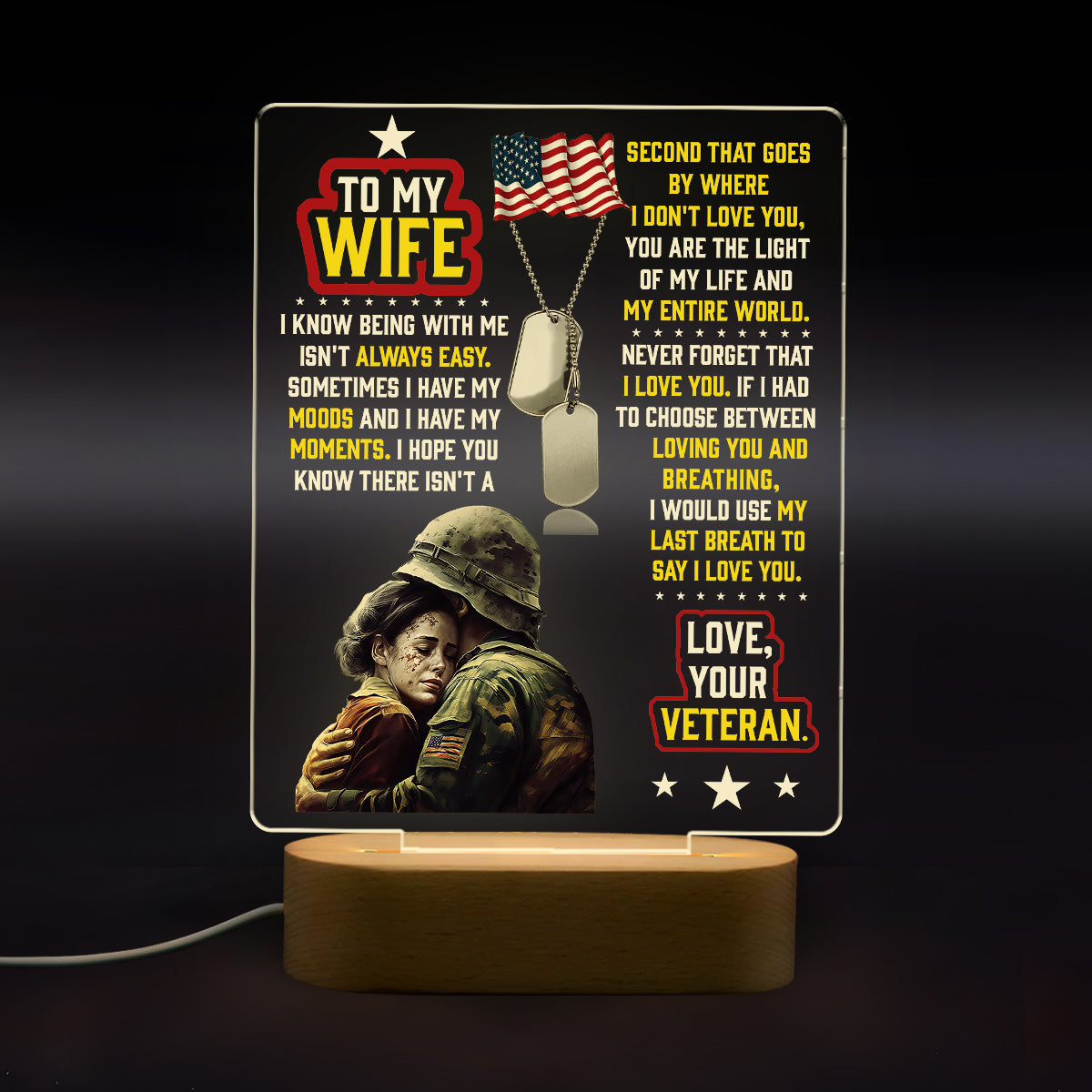 Veteran's Wife To My Wife - 3D LED LAMP