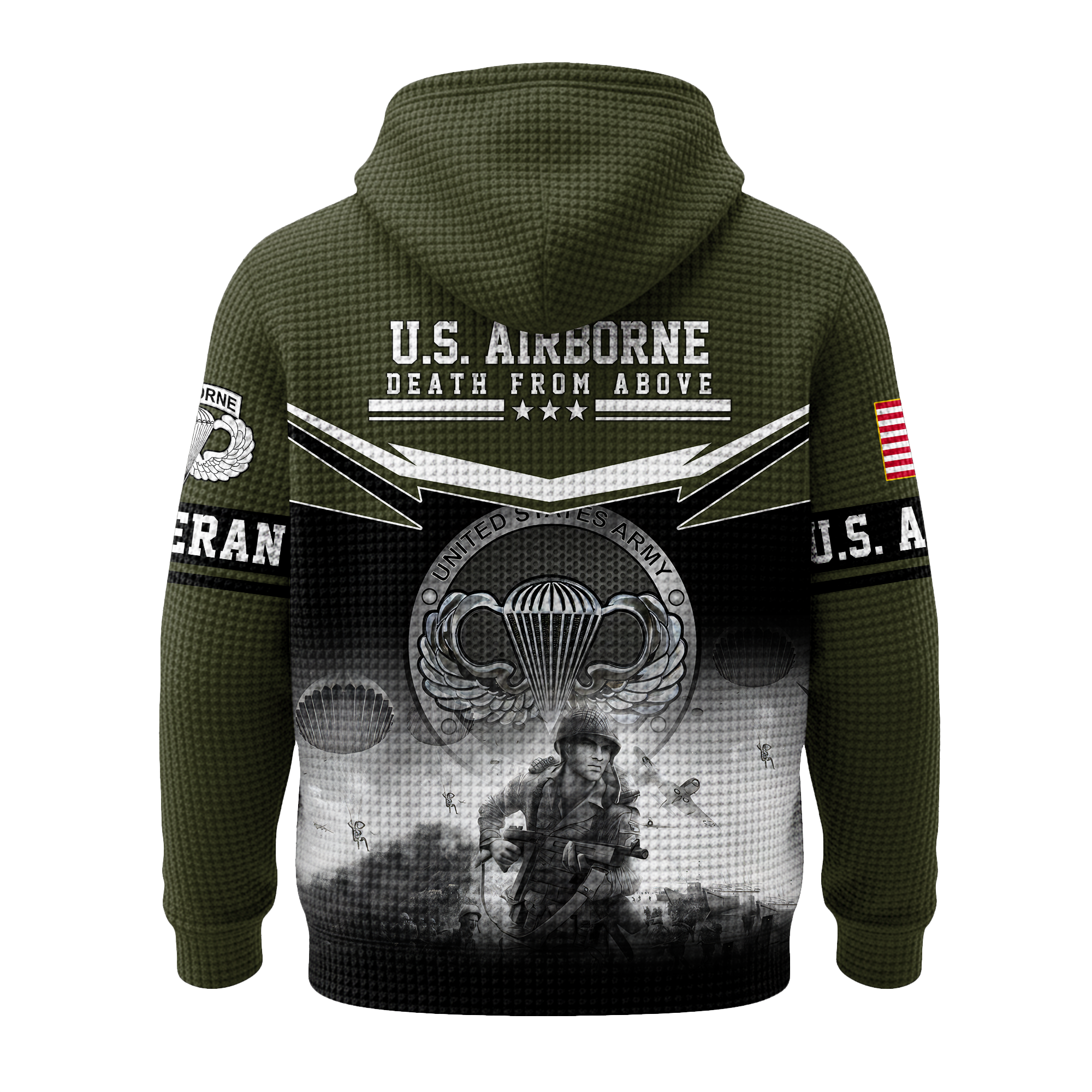 Personalizable Airborne Death From Above Quarter Zip Waffle Hoodie