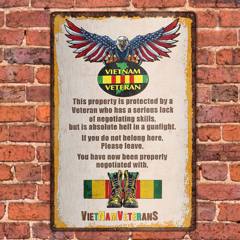 This Property Is Protected By A Vietnam Veteran Metal Sign