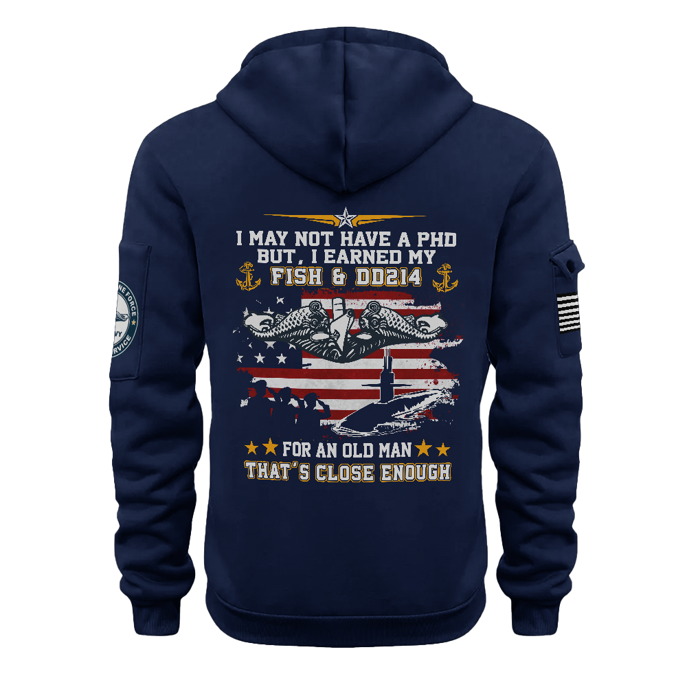 Personalizable Navy Submarine I Earned Fish & DD-214 Quarter Zip Hoodie