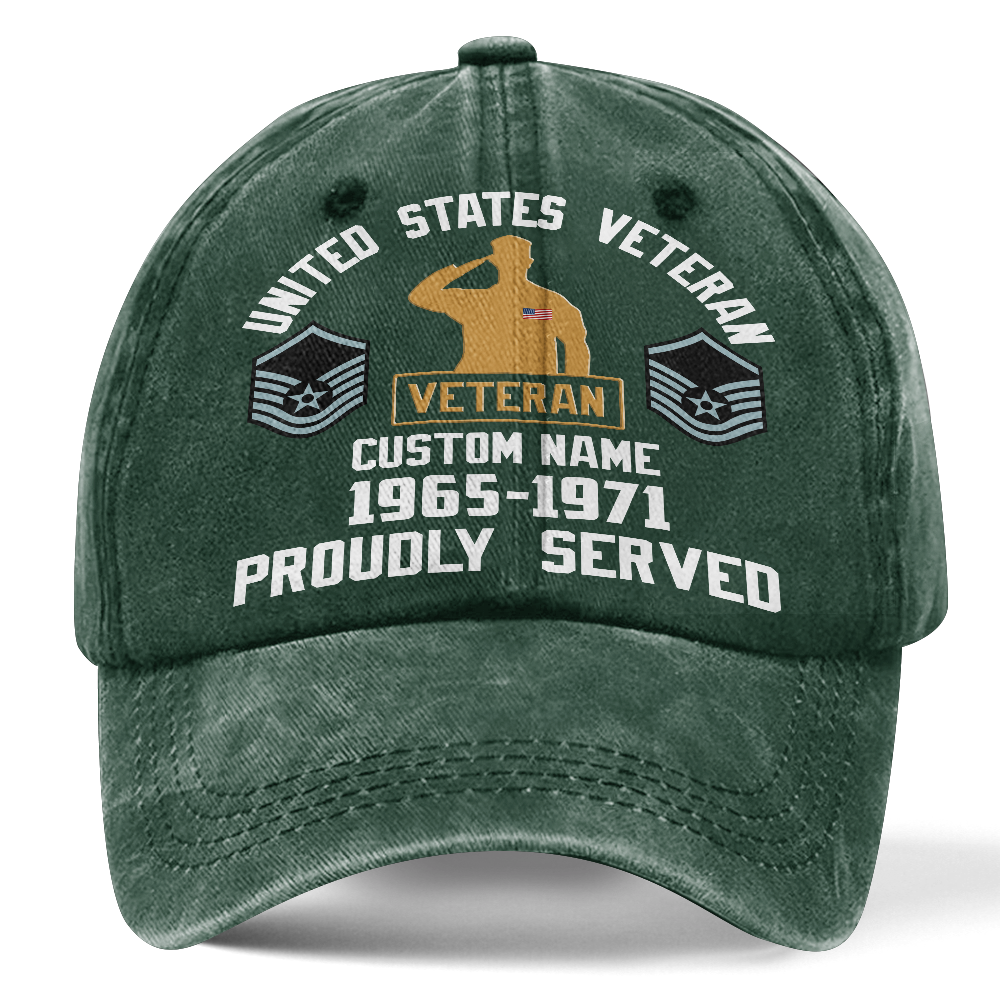 Personalizable Veteran Proudly Served Washed Cap