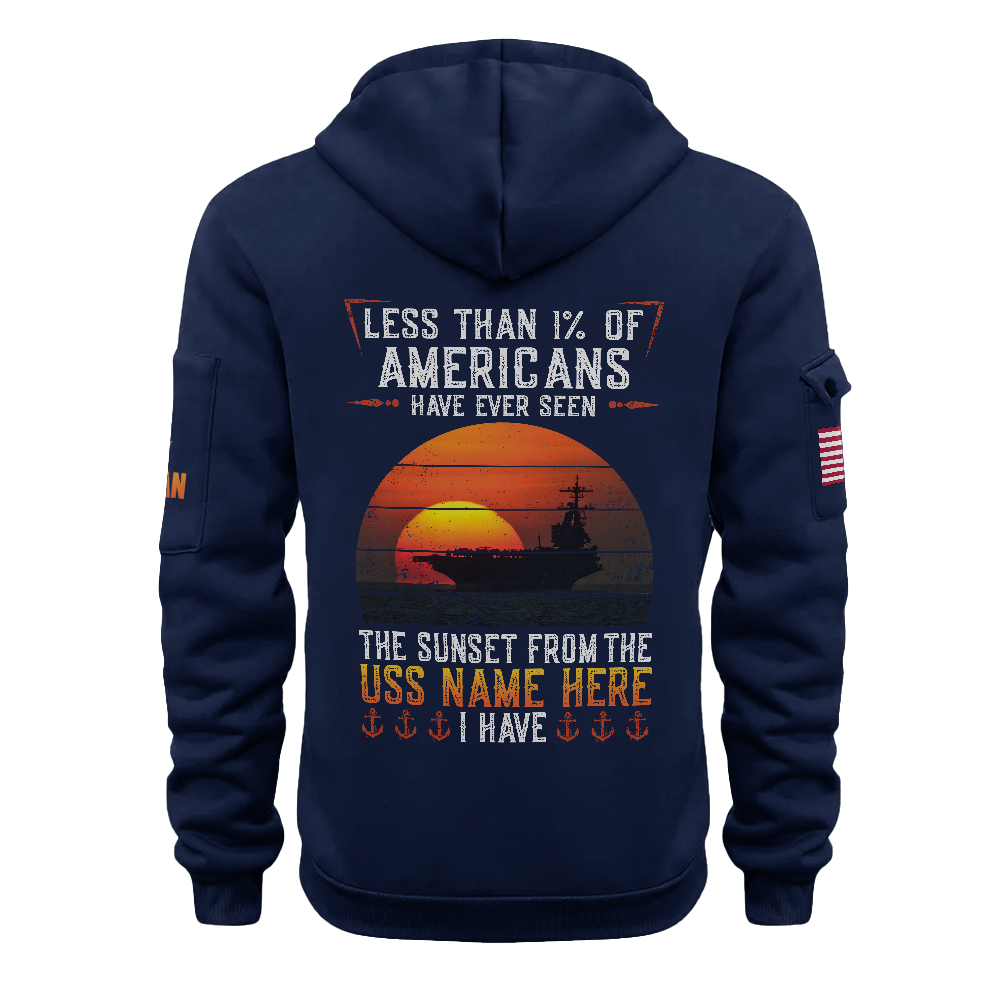 Less Than 1% Sunset Aircraft Carrier Personalizable Quarter Zip Hoodie