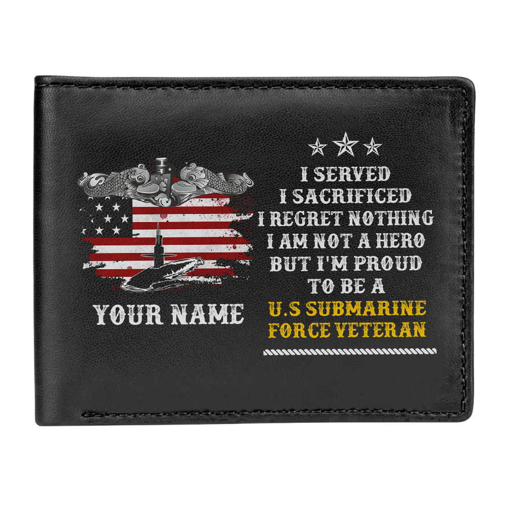 Personalizable Submarine Force Veteran Leather Wallet