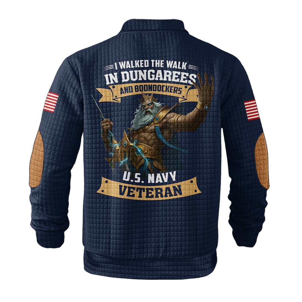 Personalizable Navy I Walked The Walk Waffle Stand Collar Sweatshirt