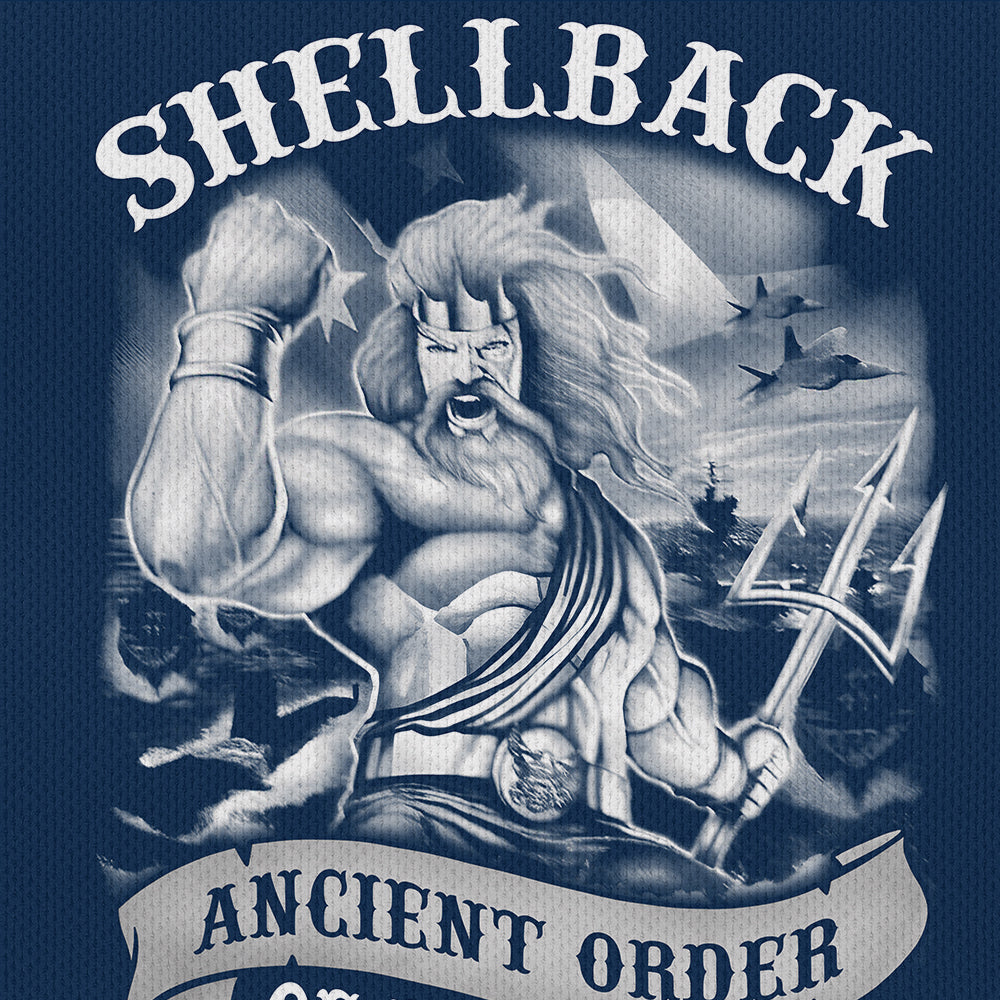 Navy Shellback Ancient Order Of The Deep Raglan Zip Polo Shirt