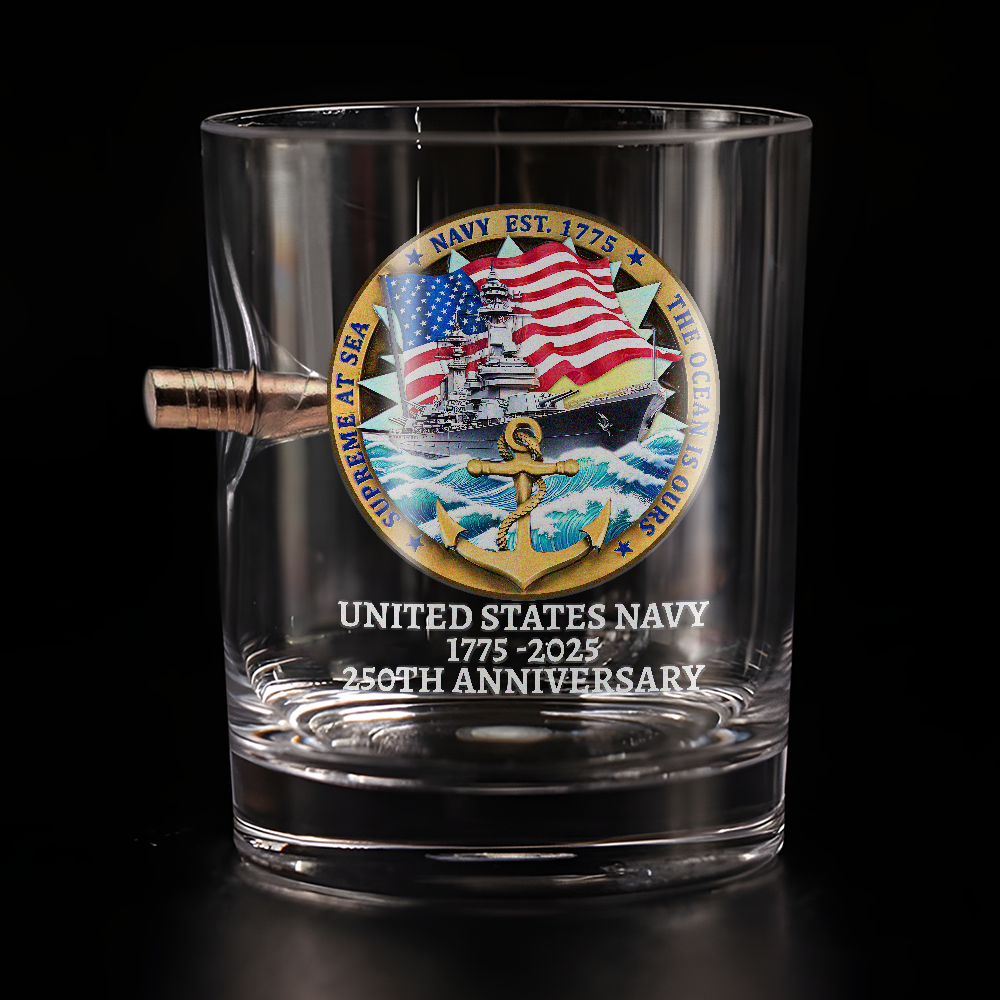 Navy 250th Anniversary Bullet Whiskey Glass