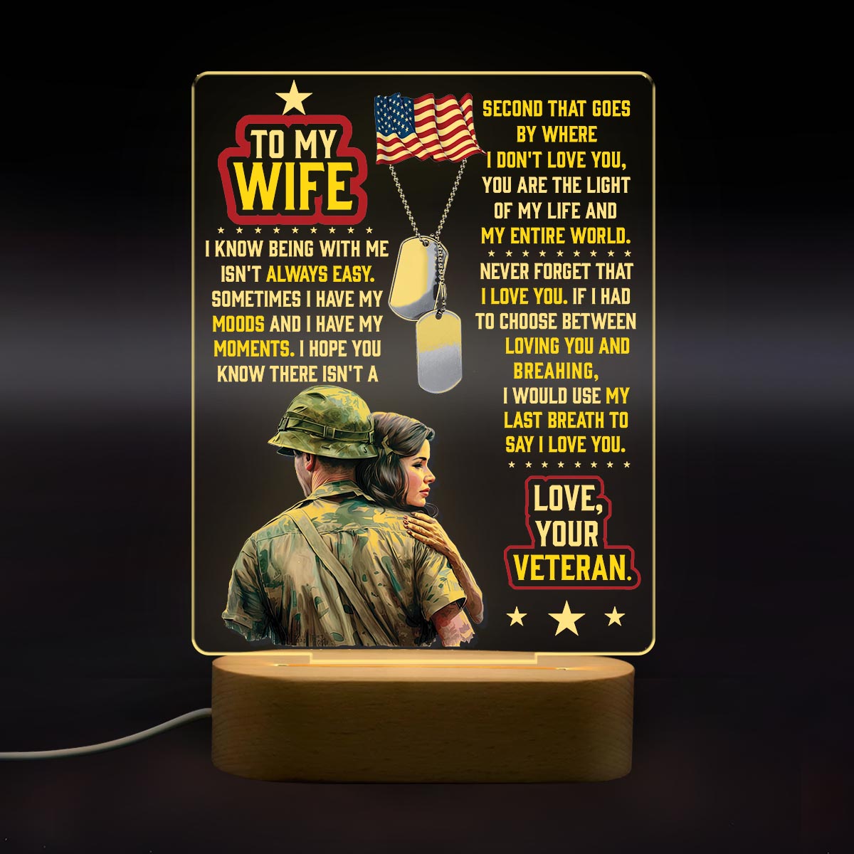 Veteran's Wife To My Wife - 3D LED LAMP