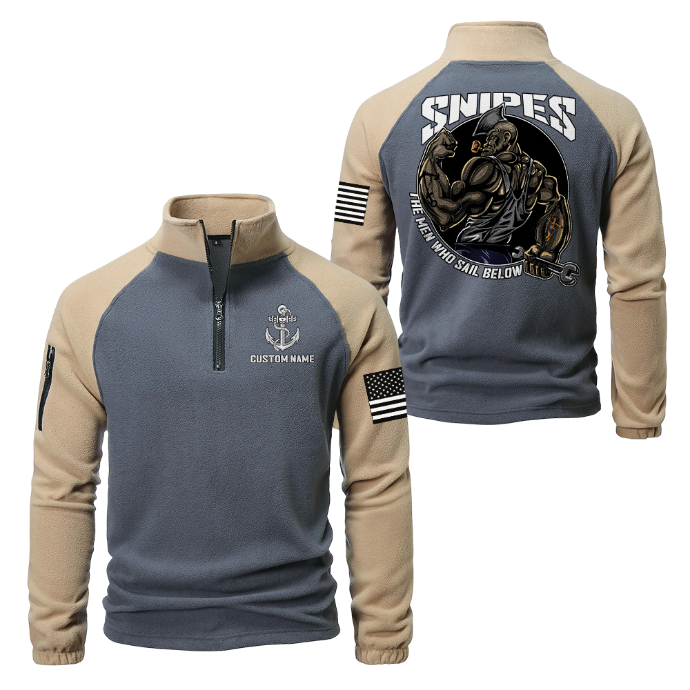 Personalizable Navy Snipes Half-Zip Raglan Sweatshirt