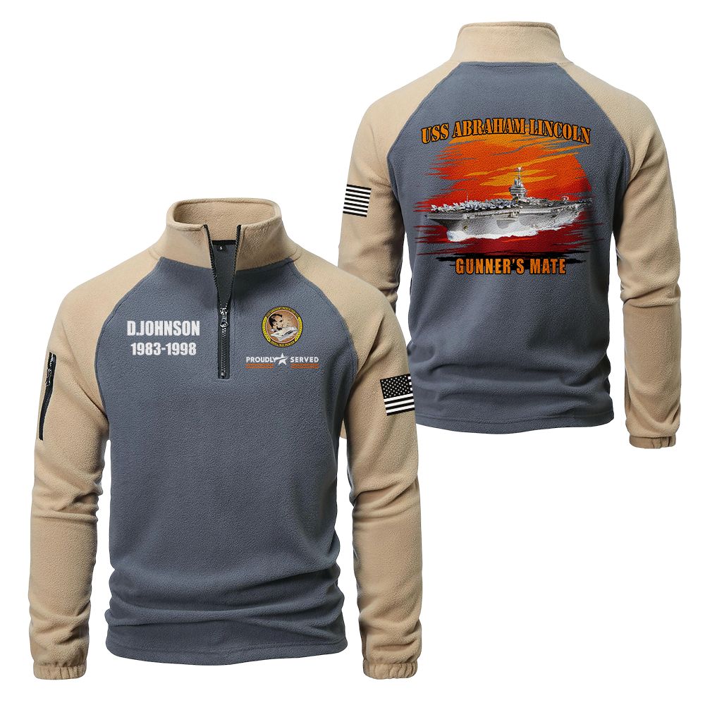 Personalizable Navy Ship Half-Zip Raglan Sweatshirt