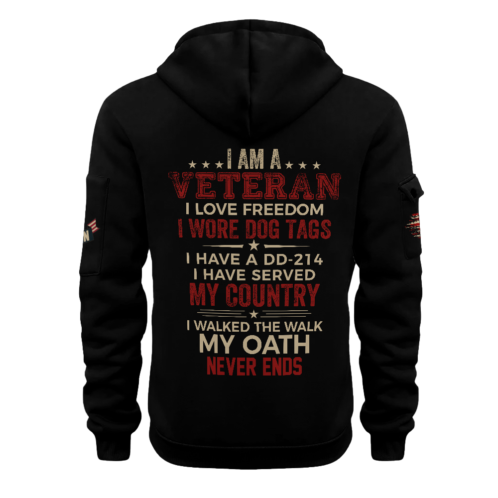 I Am A Veteran I Love Freedom Quarter Zip Hoodie