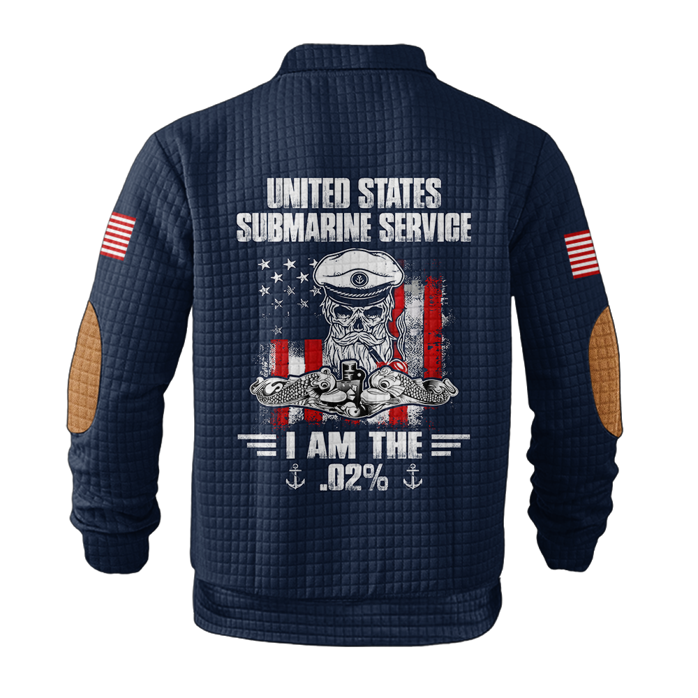 Navy Submarine I Am The .002% Waffle Stand Collar Sweatshirt