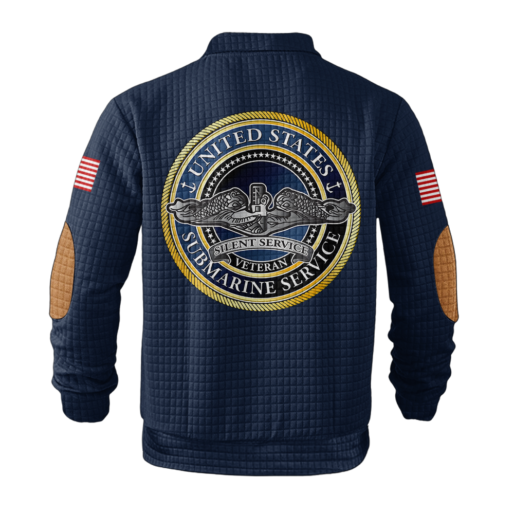 Navy Submarine Waffle Stand Collar Sweatshirt
