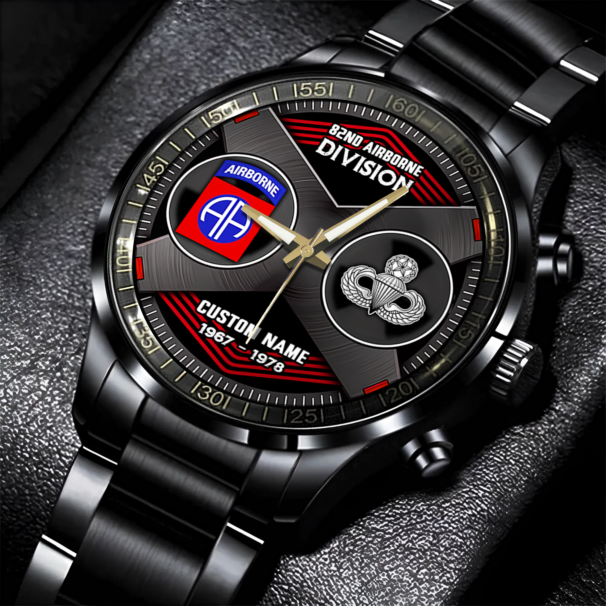 Personalizable 82nd Airborne Division Stainless Steel Watch