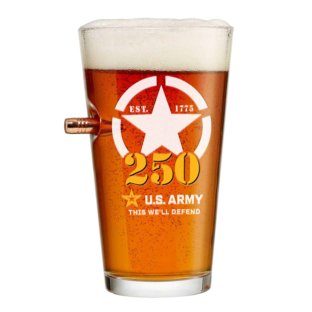 Army 250th Anniversary Bullet Pint Glass
