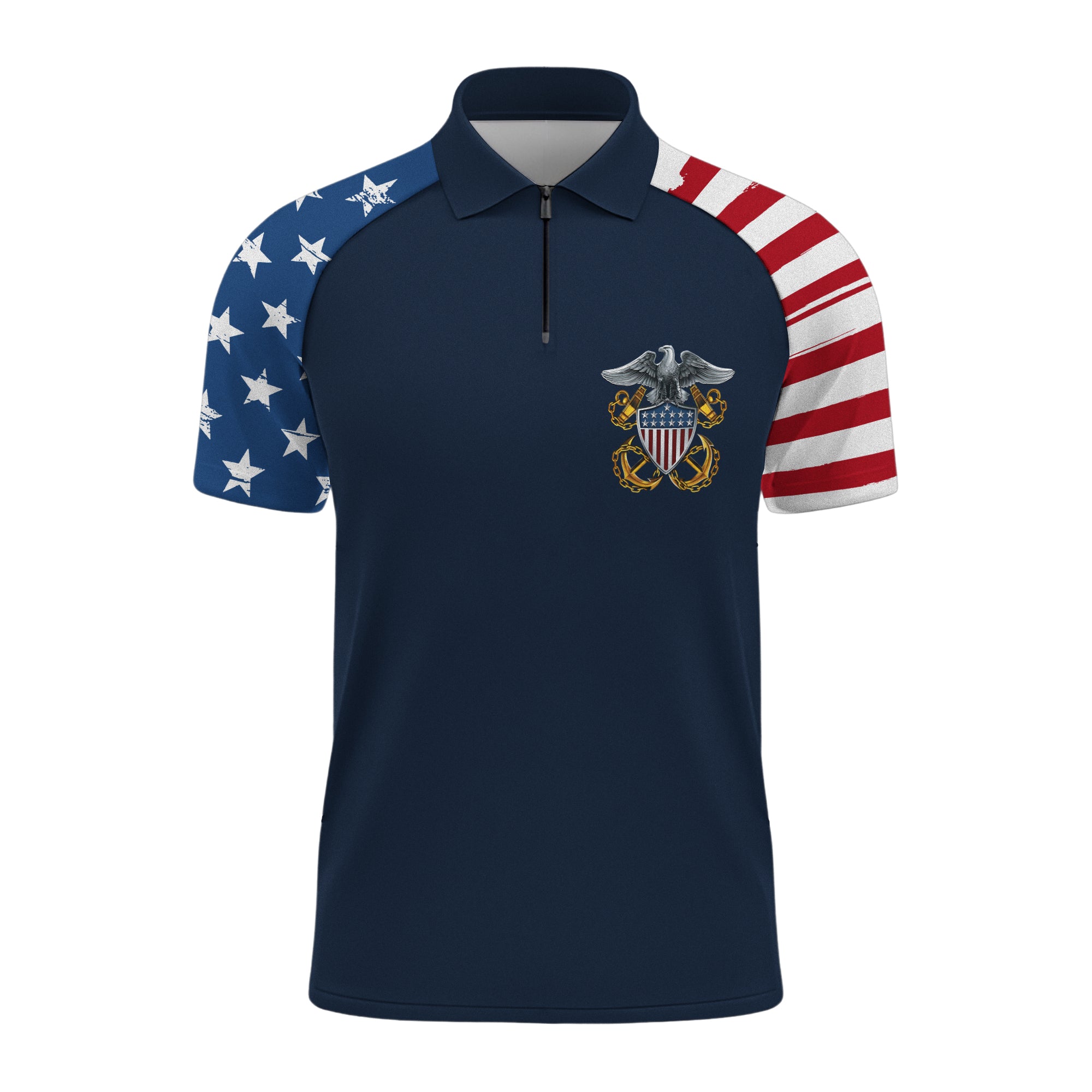 Navy 250th Anniversary Raglan Zip Polo Shirt
