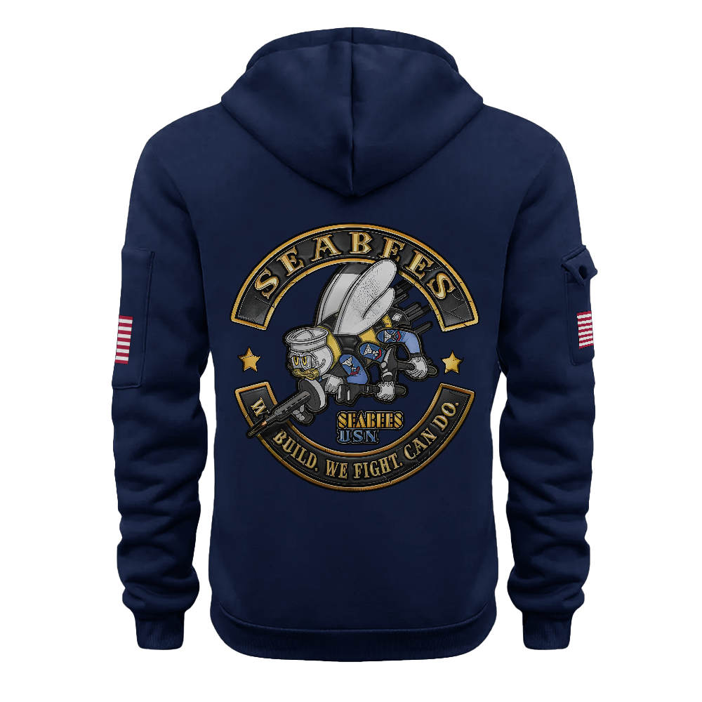 Navy Seabees Born to Build Trained To Fight Quarter Zip Hoodie