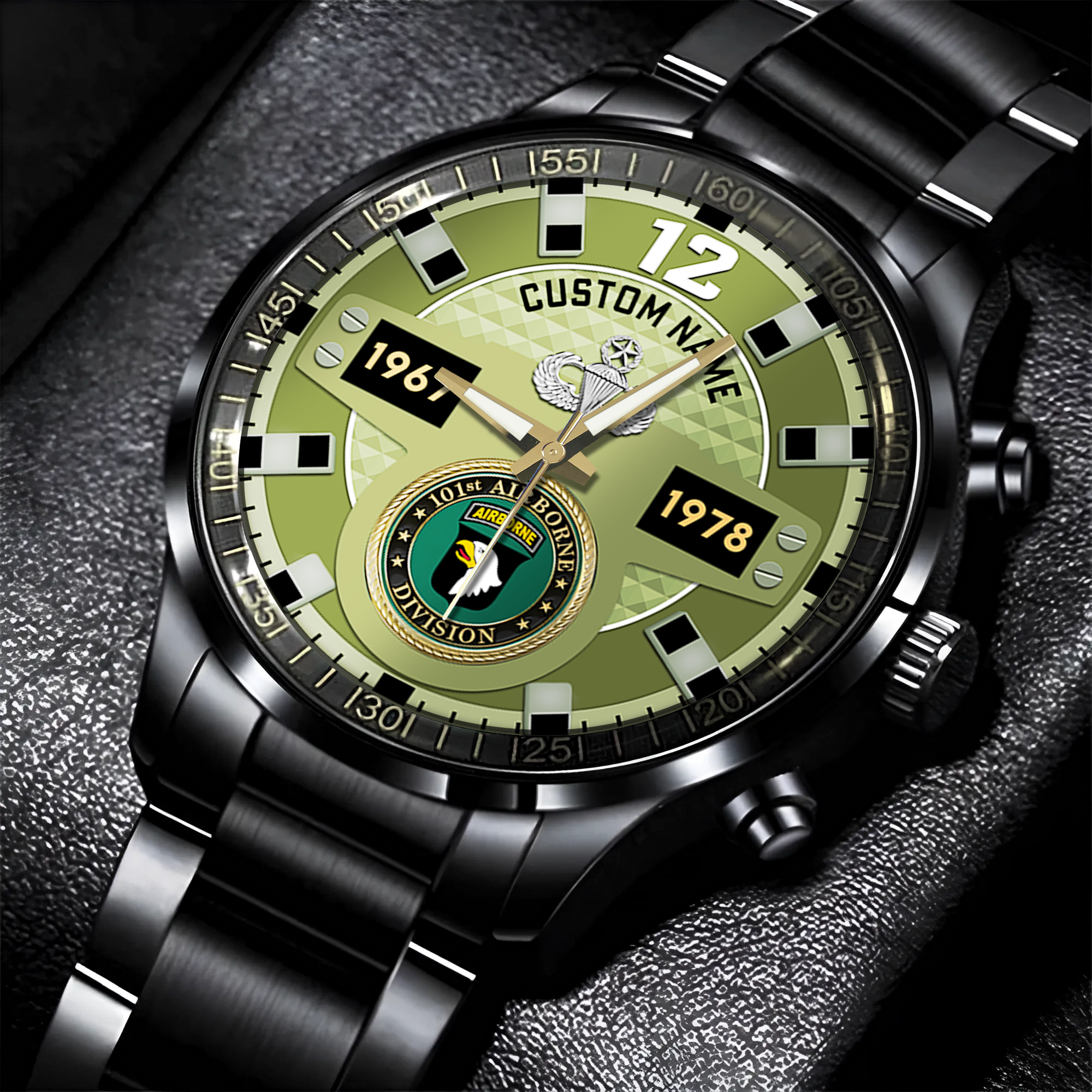 Personalizable 101st Airborne Division Stainless Steel Watch