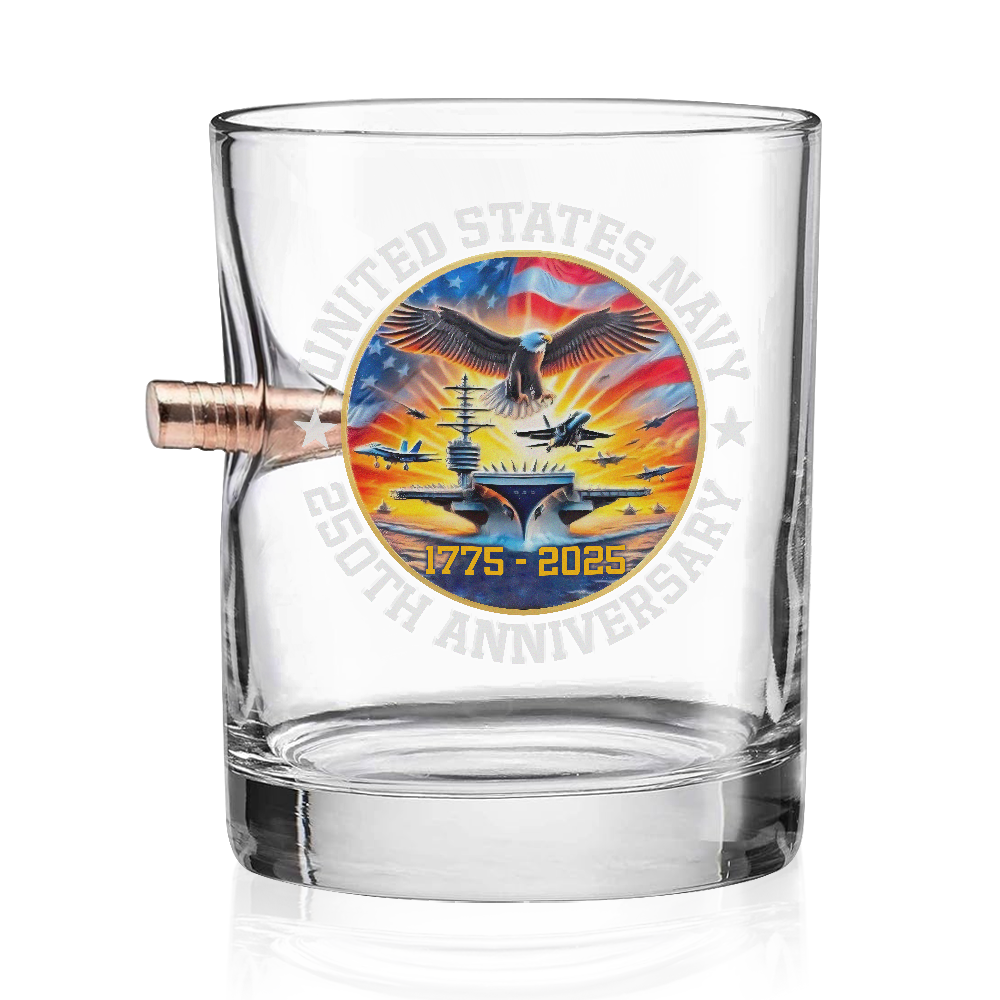 Navy 250th Anniversary Bullet Whiskey Glass