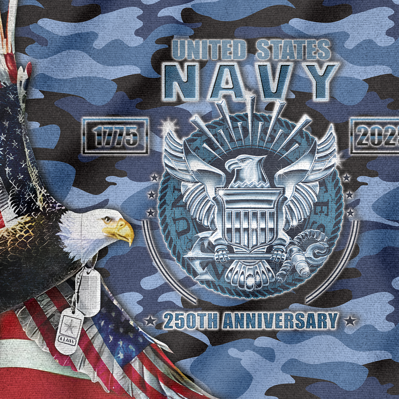 Navy 250th Anniversary House Flag