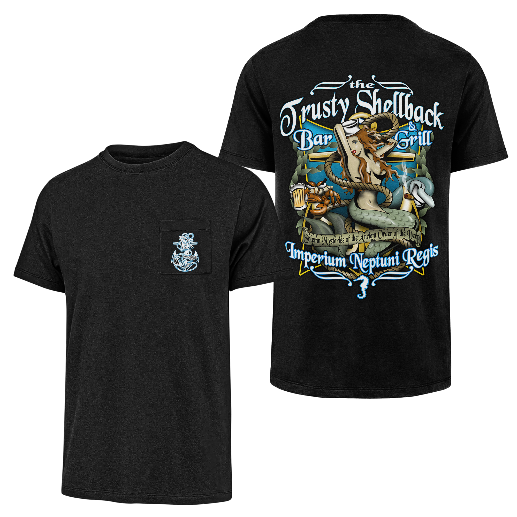 Trusty Shellback Imperium Neptuni Regis Double Sided Pocket T-shirt